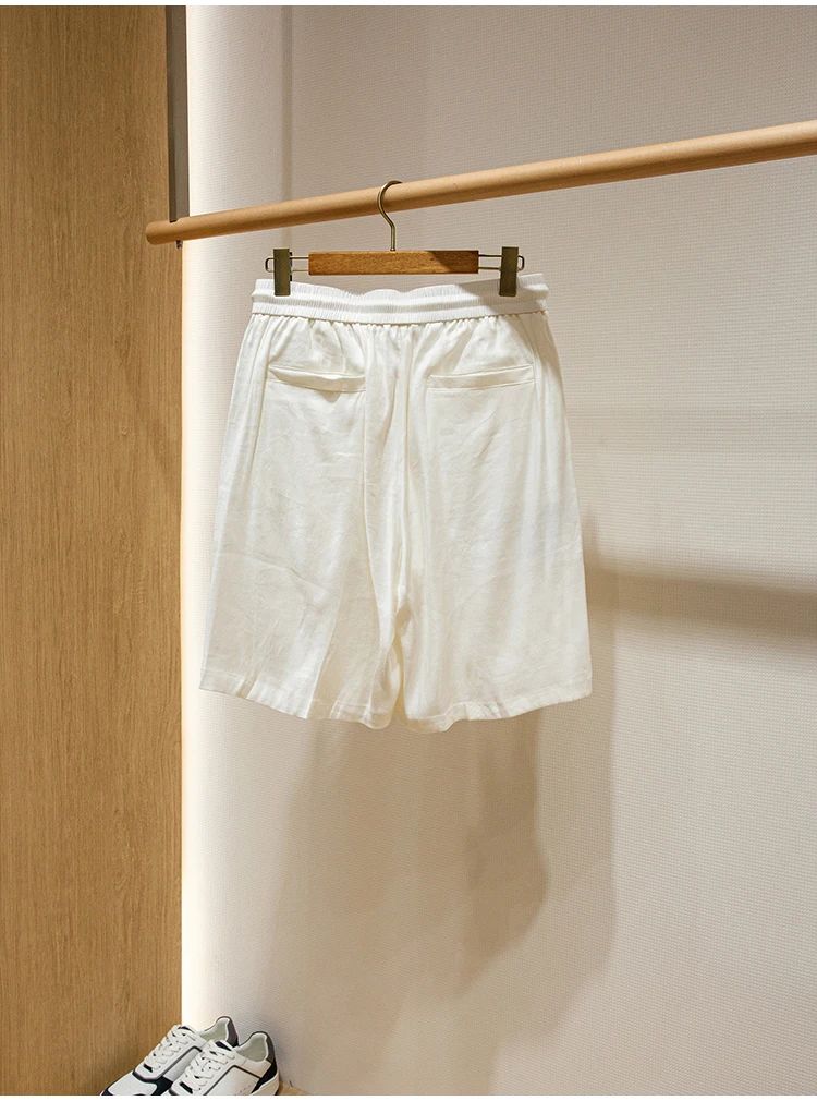 BC Summer Breathable Thin Linen Blended Loose Straight Elastic Waist Casual Shorts