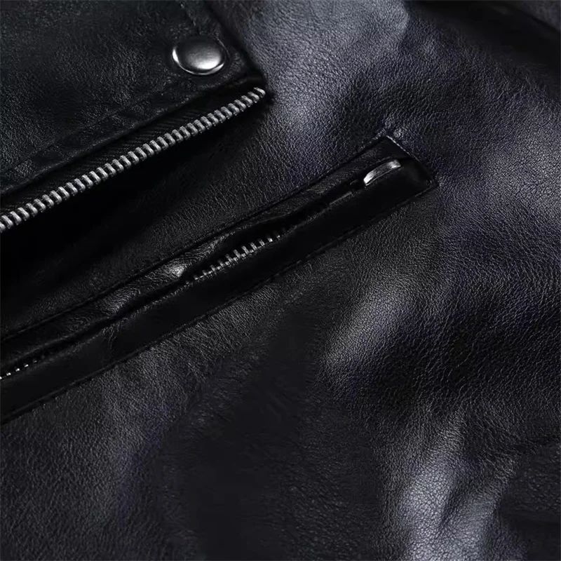 Men Business Casual Red Imitation Leather Jacket 2025 New Fashion Male Oblique Zipper Biker Coats