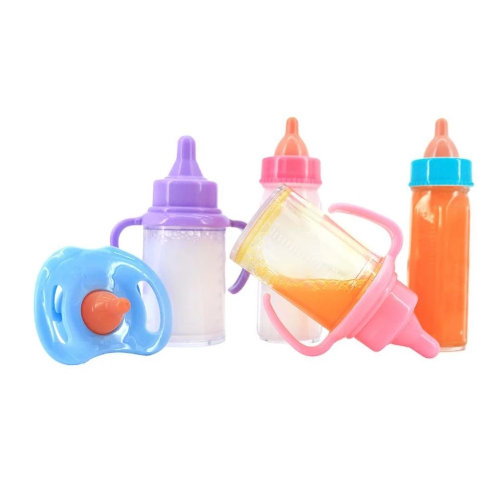 Large size Baby Doll Feeding Bottle Set Baby Care Toy Stroller 2pcs Milk And Juice Bottles With Toy Pacifier For Baby Dolls