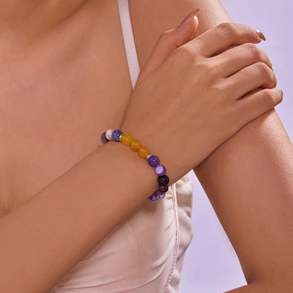 Pulseira de Contas de Pedra Natural Simbólica Feminina Masculina Alívio da Ansiedade Proteção Dinheiro Espiritual Joia do Amor-Próprio