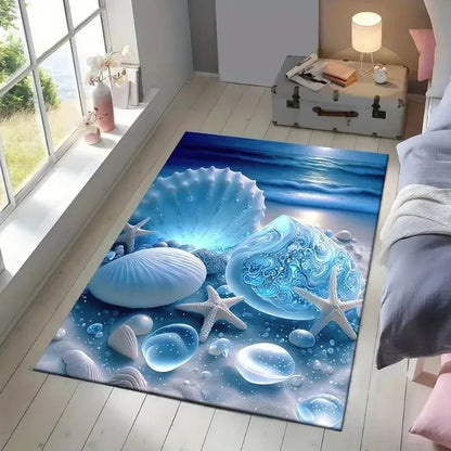 3D Desert Crack Water Fire Design Rug Non-Slip Machine Washable Carpet Fashion Bedroom Living Room Beach Style Floor Mat
