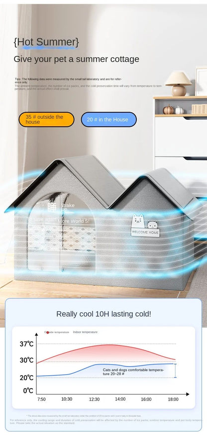 Casa com Ar Condicionado para Gatos, Verão, Ferramenta de Resfriamento para Gatos, Ninho, Casa de Gelo para Cães, Quatro Estações, Casa de Gelo para Gatos e Pets