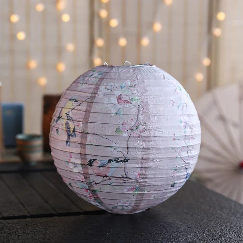 12Inch Printed Flower Round Chinese Paper Lanterns Birthday Wedding Decor Craft DIY Festival Lantern Party Supplies