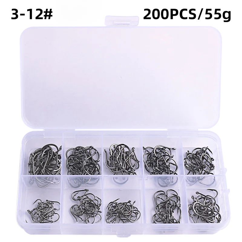 Anzol de Pesca Aço Carbono Forte Afiado Prata Circular Anzol 3#-12# Jig Barbed Pesca Isca Portátil Equipamento de Pesca 50-1600Pcs/Caixa
