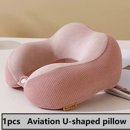 U-shaped Pillow Memory Foam Slow Rebound Lunch Break Neck Pillow Airplane Travel Neck Pillow Mesh Hump Car Throw Pillow