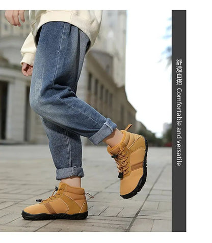 Waterproof Kids Barefoot Snow Boots 2025 New Wide Toe Winter Warm Fur Lined Shoes for Boys Girls Cold Weather Outdoor Sneakers