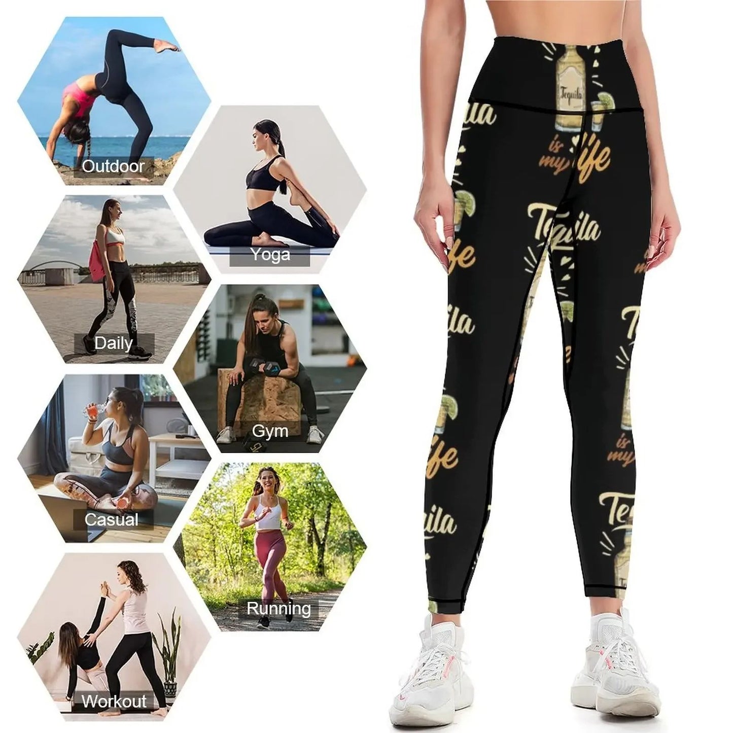 Tequila is my Life Leggings Women's sportswear sports for push up legging pants raises butt Fitness woman Womens Leggings