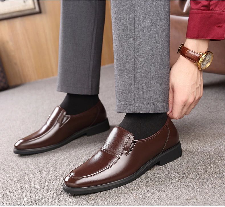 Mens 6CM Height Increase Dress Shoes Fashion Pointed Toe Business Casual Elevator Shoes Leather Oxfords Shoes Zapatos De Hombre