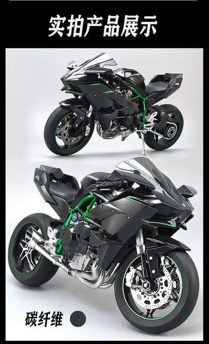 Spray 1:6 para Moto Kawasaki Racing Ninja 500 H2R Simulação de Som e Luz Coleção Infantil de Valor para Presente Exposição Presentes de Natal