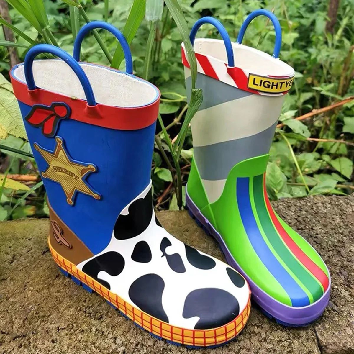 New  cartoon kids toy Story Rain Boots Student Rain Boots Children's  Fashion Non-Slip shoes