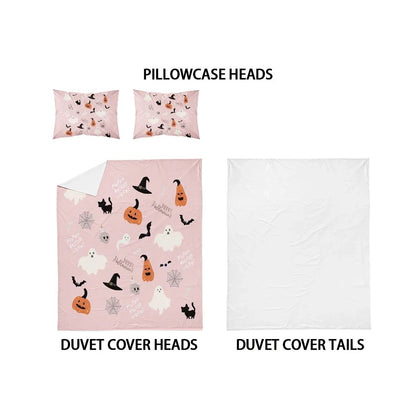3-piece down duvet cover with Halloween theme cute ghost pattern print (1 duvet cover+2 pillowcases, no core) bedding set