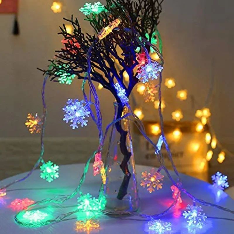 12m Solar Snowflake LED String Lights Fairy Lights Garland Outdoor New Year Christmas Tree Home Garden Decorations Lamp