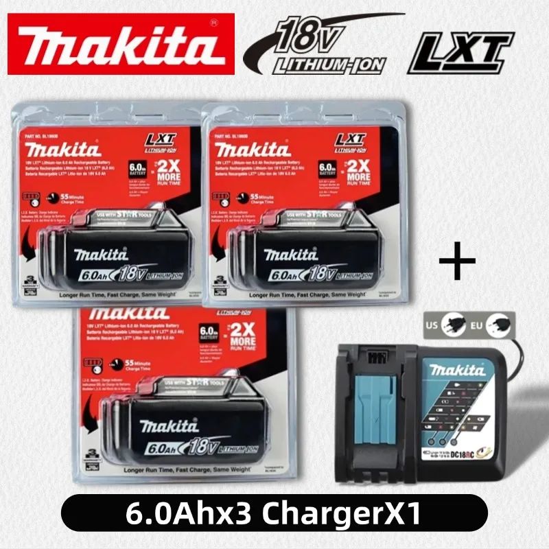 Bateria recarregável Makita 18V 6.0Ah 100% original, para baterias de ferramentas elétricas Makita BL1830 BL1830B BL1840 BL1840B BL1850 BL1850B