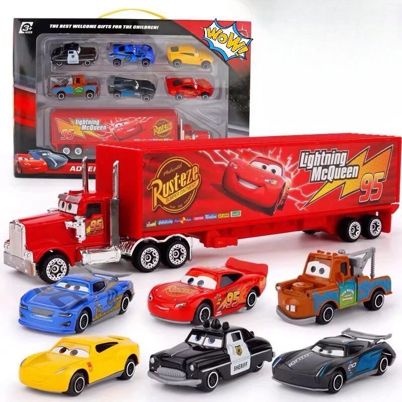 Bonecos de brinquedo do desenho animado Carros da Disney, Relâmpago McQueen, kit de bonecos de ação, brinquedos para presente infantil