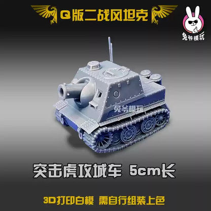 Tanque de Guerra Mundial II Estilo Chibi Metal Slug Gk Modelo - Miniatura Militar Impressa em 3D Modelo Branco Não Pintado Para Diorama de Mesa e Wargame
