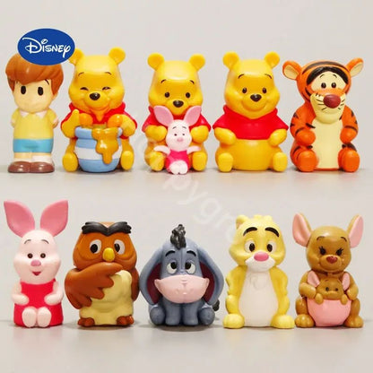 Conjunto de 10 Peças Disney Ursinho Pooh Leitão Tigrão Bisonho Coelho Coruja Anime Bonecos de Ação Coleção de Desenhos Animados Modelo de Boneca Para Crianças