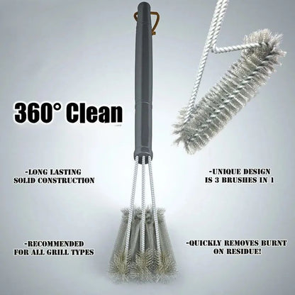 Grill Cleaning Brush BBQ Tool Grill Brush 3 Stainless Steel Brushes In 1 Cleanin Bbq Accessories Best Cleaner Barbecue bbq