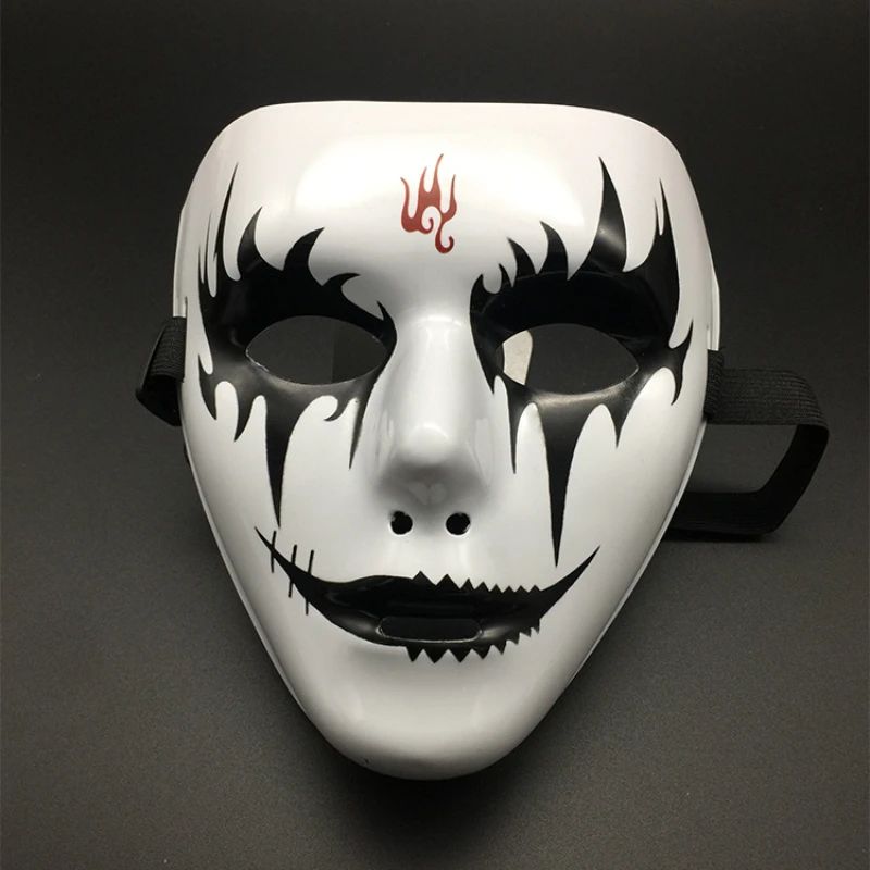 Halloween Props Masquerade Performance Full Face Mask Hand-painted White Street Dance Adult Eye Mask Death Clown Black Gold
