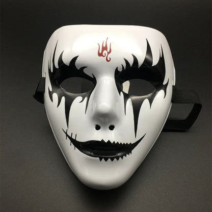 Halloween Props Masquerade Performance Full Face Mask Hand-painted White Street Dance Adult Eye Mask Death Clown Black Gold