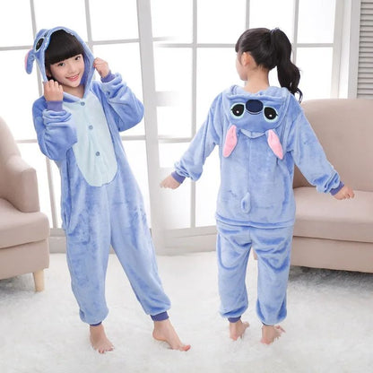 Macacão de Natal Lilo & Stitch, Pijama Infantil de Pelúcia, Kigurumi, Roupa Quente de Inverno, Presente para Meninos e Meninas