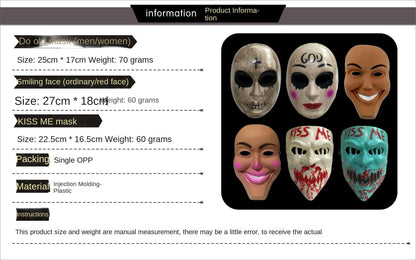 Human Removal Plan Mask Evil Smiley Bleeding Mask Men and Women Kiss Me Mask Halloween Mask Human Removal Plan Cosplay Mask