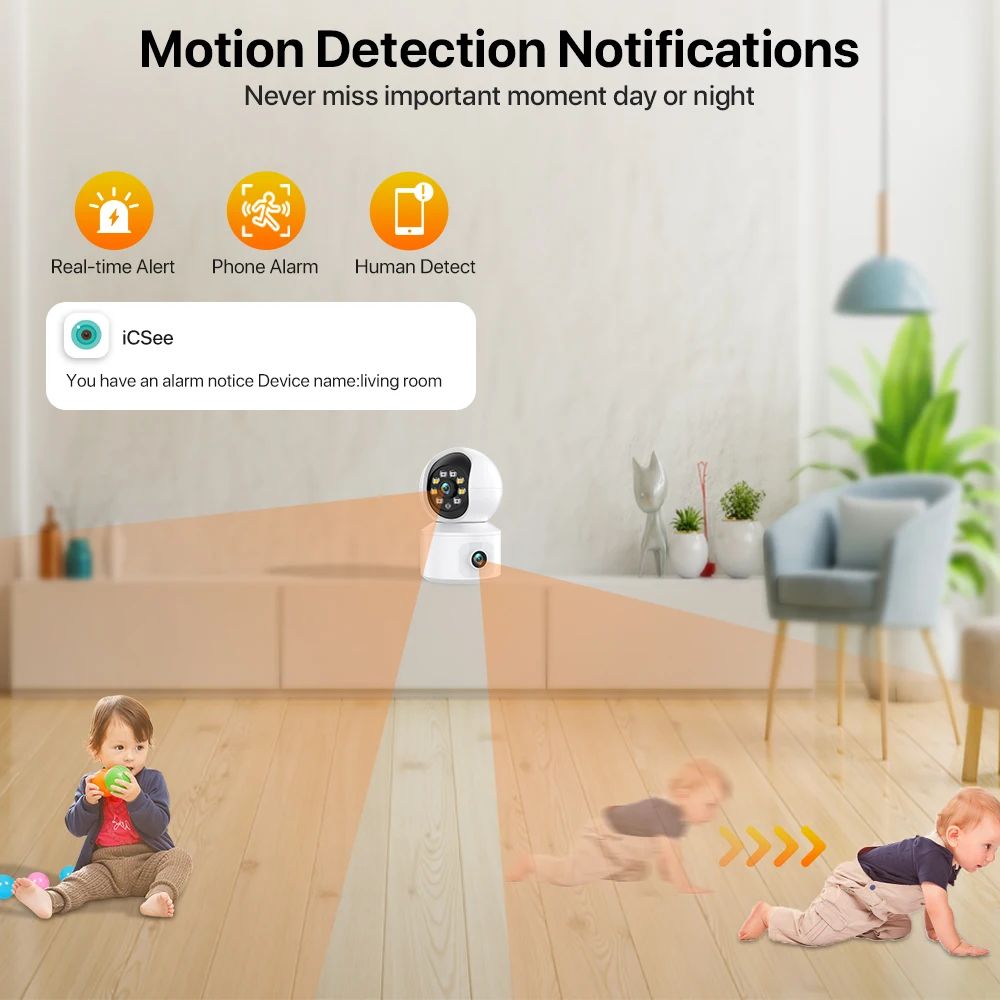 ICSEE 4K 8MP Dual Lens 2K 4MP Wifi IP PTZ Dome Indoor Auto-Tracking Two Way Audio Security Surveillance Color Night Vision FHD