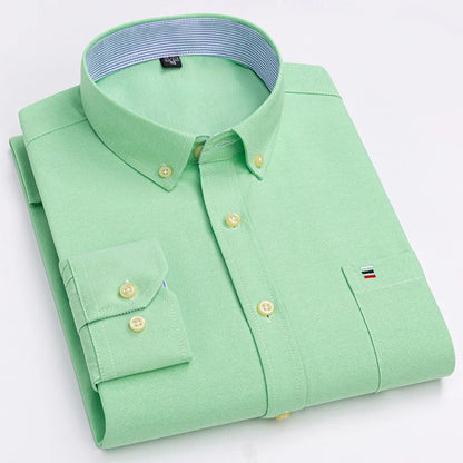 over size 7XL100%Cotton Oxford long-sleeve shirts for men slim fit formal plain shirt office white clothes elegant business tops