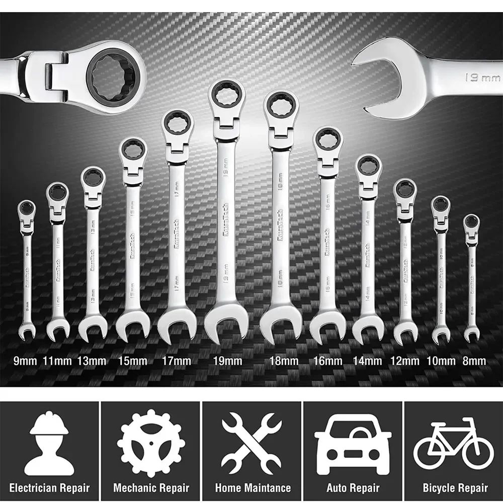 Chave Catraca Ajustável 6mm-24mm Reparo Chave Rápida para Bicicletas Carros Oficina Mecânica Caixa de Ferramentas Manuais Kit de Chaves Soquete