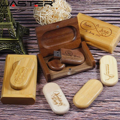 JASTER 10 unidades/lote (LOGOTIPO personalizável) Pen Drive USB 2.0 de Madeira 4GB 8GB 16GB 32GB 64GB 128GB Memory Stick Presente de Casamento