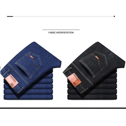 Calça Jeans Masculina de Marca de Luxo Stretch Reta Casual Slim Fit Jeans Masculino Design Clássico de Negócios Calça Tamanho Grande