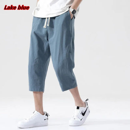 Summer Casual Linen Short Pants New Cotton Straight Mens Lightweight Shorts Large Solid Color Gym Fifth Beach Short Pants