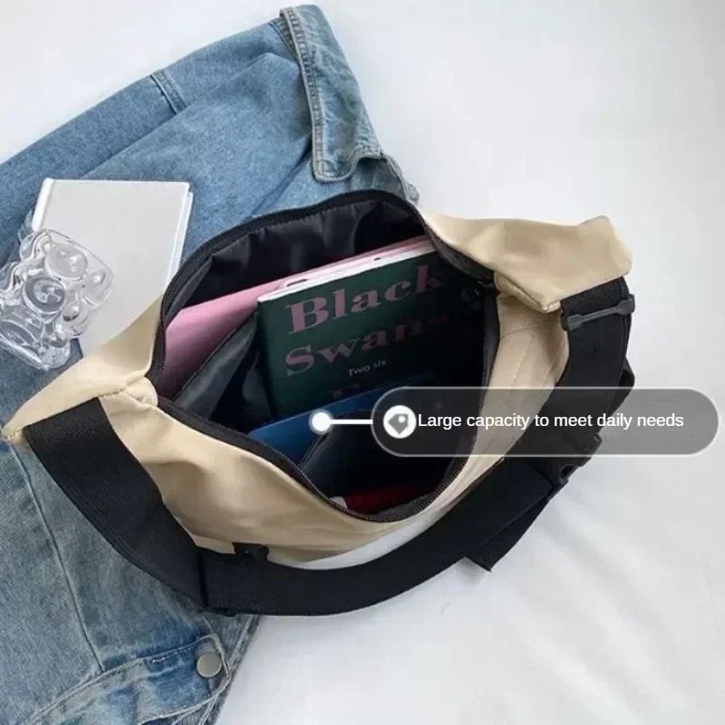 Fashion High Capacity Solid Color Single Shoulder Totes Bag Nylon Hobos Crossbody Bags Solid Casual Zipper Women's Bags