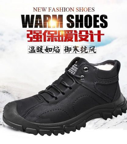 2025 Quente Venda Inverno Novo Sapatos de Algodão Mais Lã Grossa Casual Sapatos Esportivos Masculinos Tênis Cano Alto de Couro Moda Botas de Neve