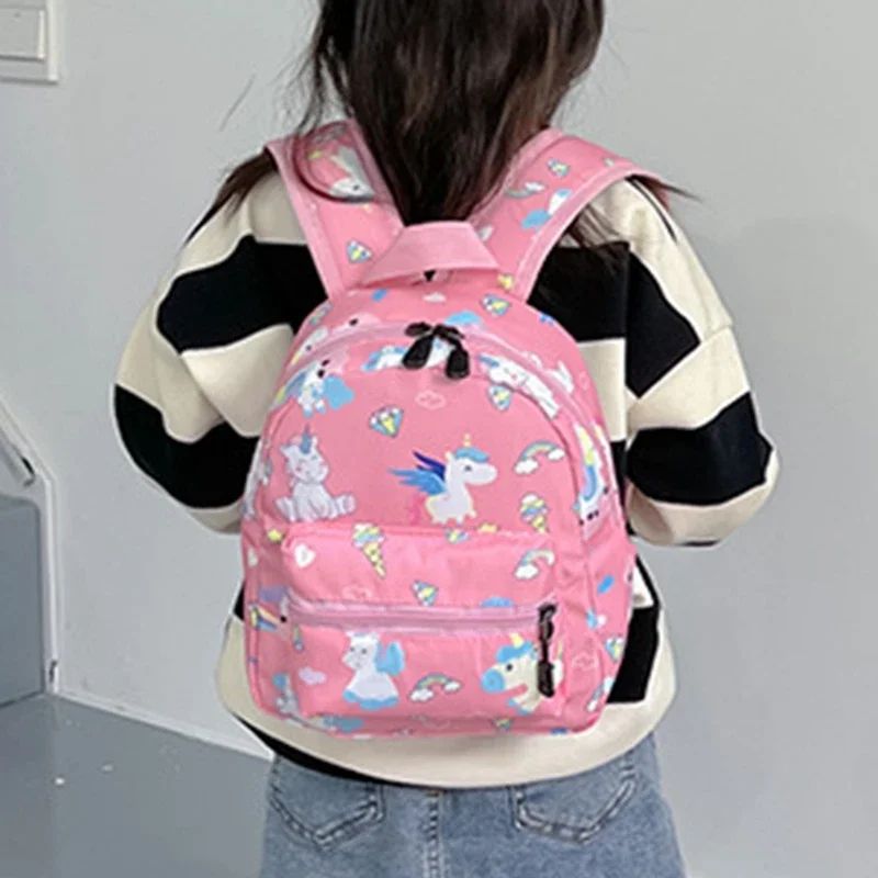 Mochila Infantil Desenho Animado Dinossauro Unicórnio Padrão Bebê Fofo Jardim de Infância Escolar À Prova D'Água Bolsas Infantis Meninos Meninas Mochilas