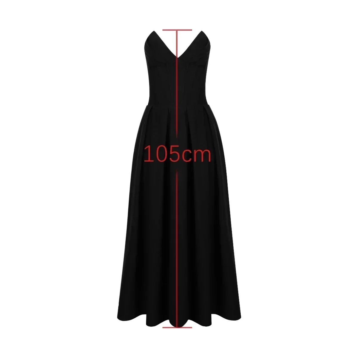 Suninheart Black Elegant Wedding Events Dress Sexy Strapless Corset Dress Midi C