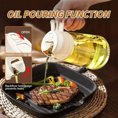2 in 1 Pour Spray Sprayer Bottle for Kitchen Oil Sprayer Cooking 17oz/500ml Plastics Bottle Food-grade Oil Mister for Air Fryer
