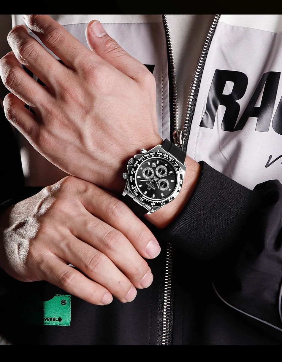 NAVIFORCE Brand NF8054 Men's Business Watches Luxury Classic Quartz Wristwatch Chronograph Silicone Band Waterproof