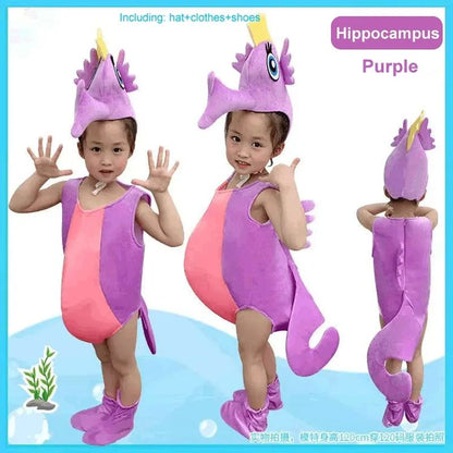 Sea Turtle Cosplay Costume Children‘s Marine animals Performance Clothing Set Hat Clothes Shoe Kids Anime Octopus Shark Dolphin