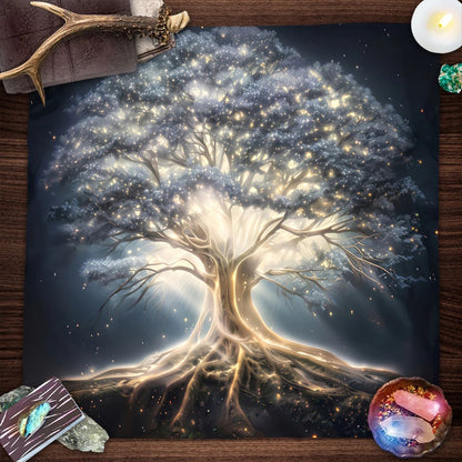 Life Tree Tarot Cloth Altar Cloth Starry Colorful Tree of Life Tarot Tablecloth for Reading Witchcraft Astrology Oracle Card Mat