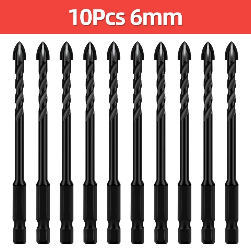 Cross Hex Tile Drill Bit For Glass Concrete Ceramic Tile Hole Opener Tunsten Carbide Hard Alloy Bits Set Tools 3 4 5 6 8 10 12mm