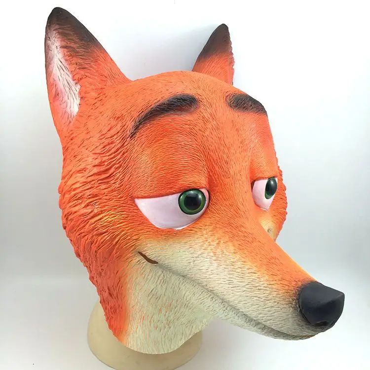 2026  Zootopia Nick Mask Headgear Cute Cartoon Toy Funny Latex Mask Live Broadcast Props Halloween Role Play Costume Headgear