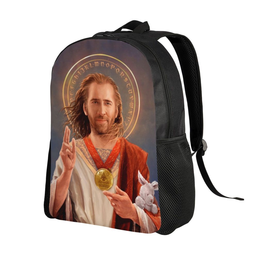 Custom Nicolas Cage Meme Laptop Backpack Women Men Basic Bookbag for College School Student Funny Bags