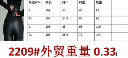 Winter Autumn Sexy Women PU Pants Black Fitness Slim High Waist Pencil Pants Zipper Streetwear Faux Leather Trousers for Women