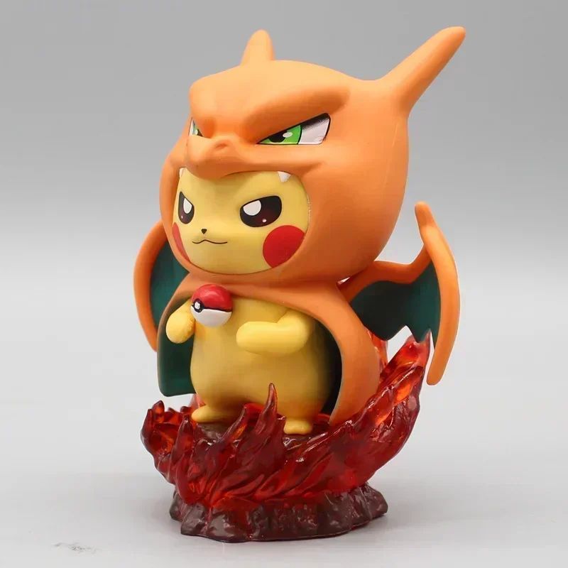 Conjunto de Bonecos Pokémon de 12cm - Pikachu Gengar Charizard Cosplay, Presente de Estátua Colecionável Fofo para Fãs de Anime