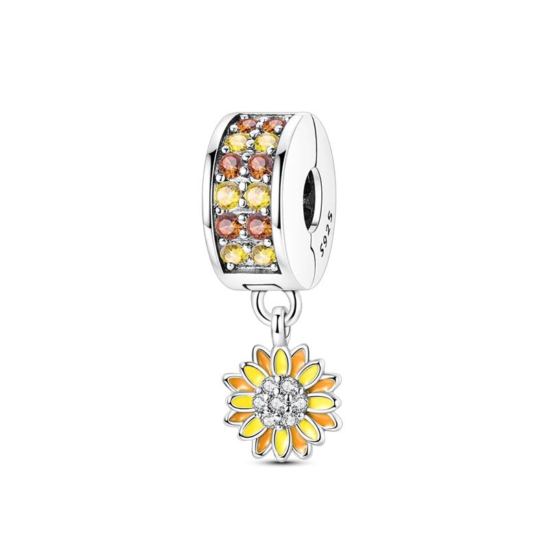 Pingente Charm Libélula Tema Primavera Prata Esterlina 925 Borboleta Flor Pendente Compatível com Bracelete Colar Joias DIY
