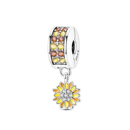 Pingente Charm Libélula Tema Primavera Prata Esterlina 925 Borboleta Flor Pendente Compatível com Bracelete Colar Joias DIY