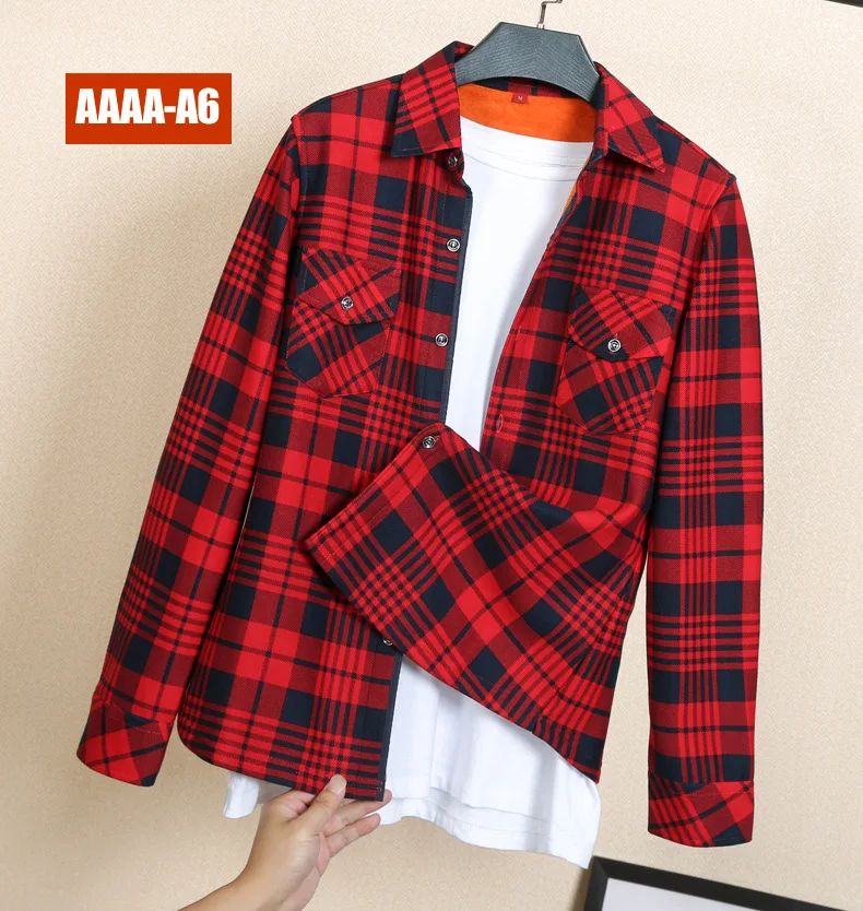 Thickened Fleece Women's Casual Shirt Korean Style All-Match Slim Fit Warm Plaid Elastic Large Size Button down Coat