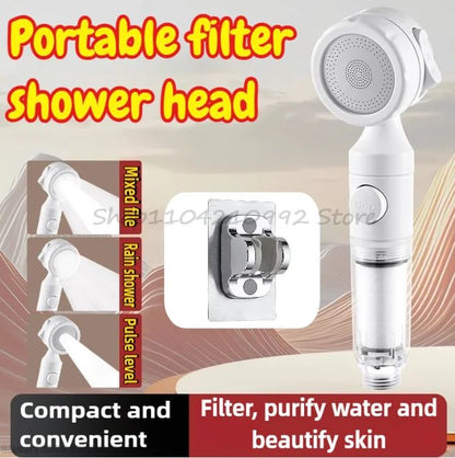 Pressurized Filter Shower Head Water Purifying and Antibacterial Nozzle Portable Shower Head for Traveling Business Trips Hotel