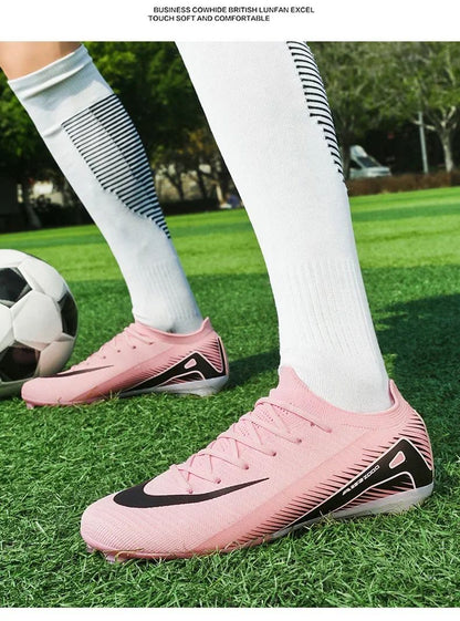 New Men Outdoor Football Boots Soccer Shoes Cleats Match Training TF/FG Grass Ankle Long Spikes Sport Hot-selling High-quality