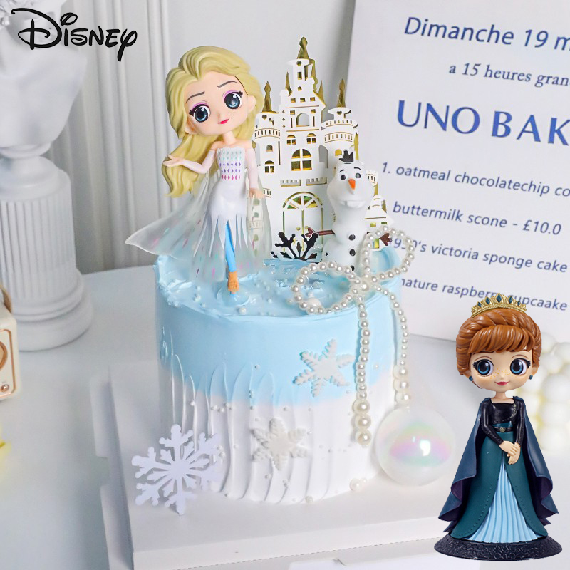 Disney Frozen Elsa Anna Princesa Bonecos de Ação Fofos de Desenho Animado Coleção de Brinquedos Infantis Decoração de Bolo Enfeites de Quarto Presente